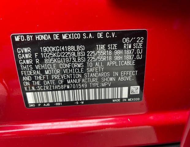 3CZRZ1H58PM701549 - 2023 HONDA HR-V SPORT RED photo 10