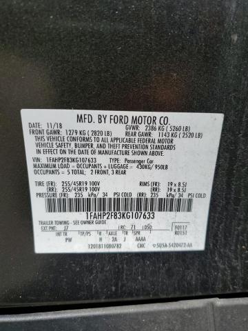 1FAHP2F83KG107633 - 2019 FORD TAURUS LIMITED CHARCOAL photo 12