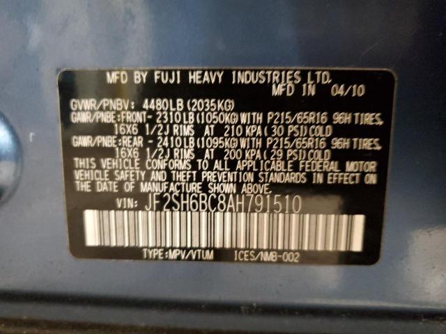 JF2SH6BC8AH791510 - 2010 SUBARU FORESTER XS BLUE photo 12