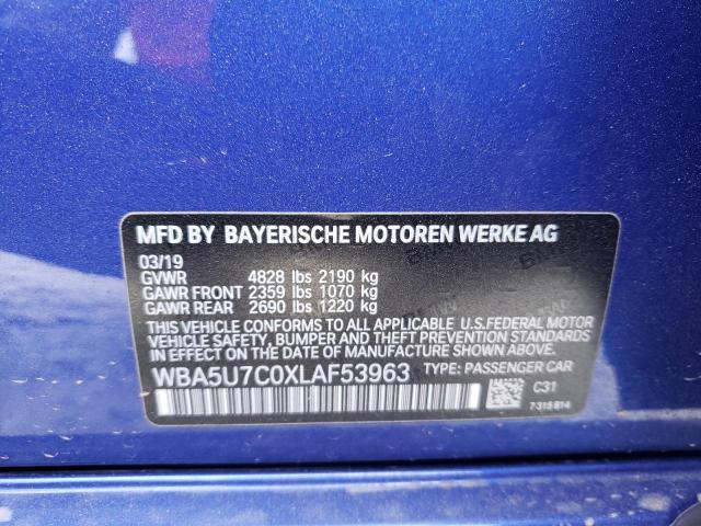 WBA5U7C0XLAF53963 - 2020 BMW M340I BLUE photo 12