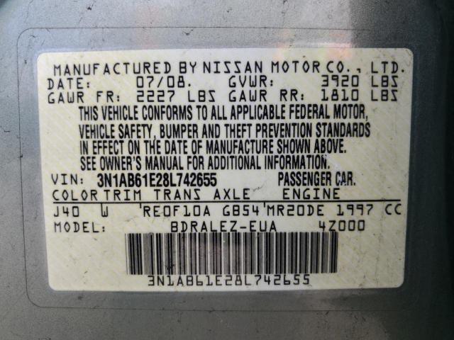 3N1AB61E28L742655 - 2008 NISSAN SENTRA 2.0 GREEN photo 13