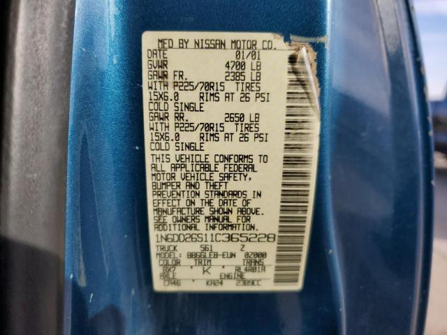 1N6DD26S11C365228 - 2001 NISSAN FRONTIER KING CAB XE BLUE photo 12