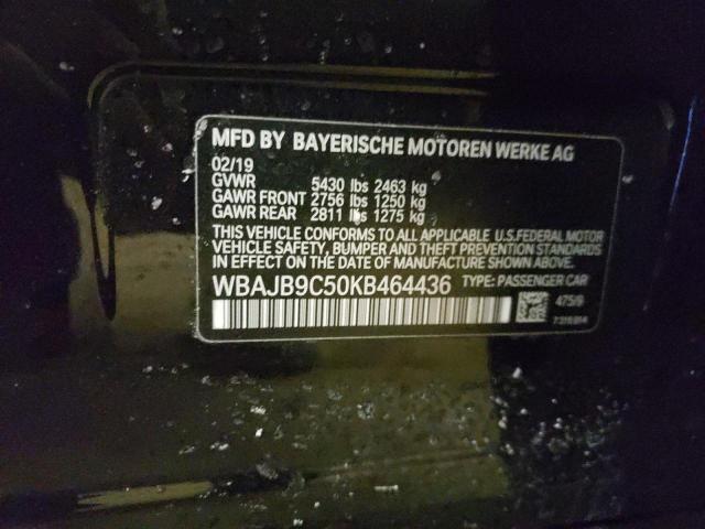 WBAJB9C50KB464436 - 2019 BMW M550XI BLACK photo 12