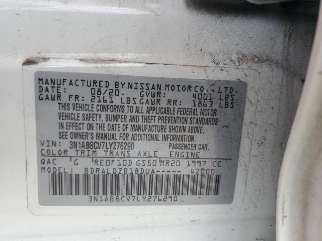 3N1AB8CV7LY276290 - 2020 NISSAN SENTRA SV WHITE photo 13