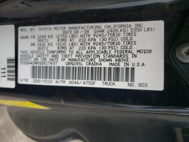 5TEUU42N69Z617437 - 2009 TOYOTA TACOMA ACCESS CAB BLACK photo 12