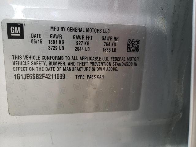 1G1JE6SB2F4211699 - 2015 CHEVROLET SONIC LTZ SILVER photo 12