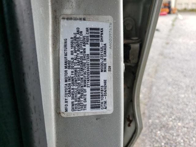 2T1KR32E63C077328 - 2003 TOYOTA COROLLA MA XR GRAY photo 12
