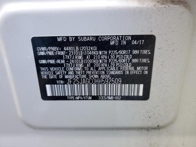 JF2SJAGC0HH592509 - 2017 SUBARU FORESTER 2.5I PREMIUM WHITE photo 13