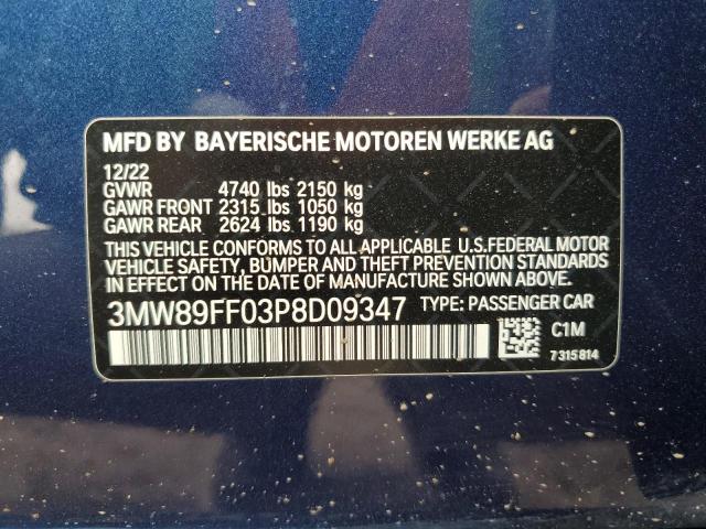 3MW89FF03P8D09347 - 2023 BMW 330XI BLUE photo 12