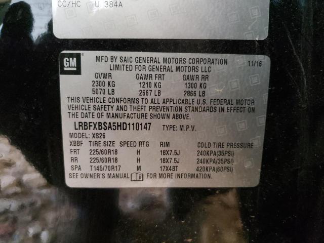 LRBFXBSA5HD110147 - 2017 BUICK ENVISION ESSENCE Սև լուսանկար 13