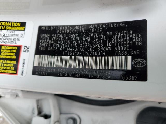 4T1G11AK1PU740334 - 2023 TOYOTA CAMRY SE NIGHT SHADE WHITE photo 12