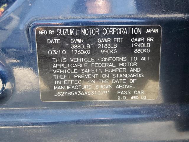 JS2YB5A36A6310791 - 2010 SUZUKI SX4 BLUE photo 13