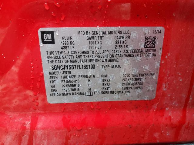 3GNCJNSB7FL169103 - 2015 CHEVROLET TRAX LTZ RED photo 13