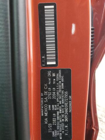 3KPF24AD1RE727956 - 2024 KIA FORTE LX ORANGE photo 12