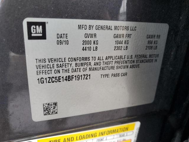 1G1ZC5E14BF191721 - 2011 CHEVROLET MALIBU 1LT CHARCOAL photo 12