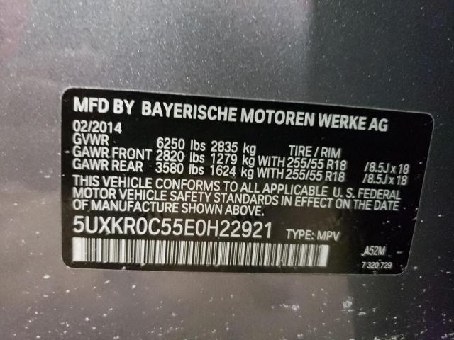 5UXKR0C55E0H22921 - 2014 BMW X5 XDRIVE35I GRAY photo 12