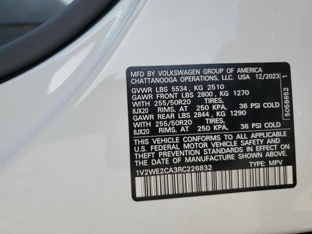 1V2WE2CA3RC226832 - 2024 VOLKSWAGEN ATLAS CROS SE Սպիտակ լուսանկար 13