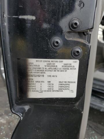 1GKEK63U72J182119 - 2002 GMC DENALI BLACK photo 12