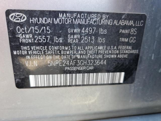 5NPE24AF3GH323644 - 2016 HYUNDAI SONATA SE GRAY photo 12