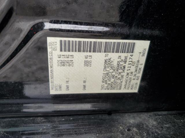 1N4AA6CV2MC513174 - 2021 NISSAN MAXIMA SV BLACK photo 12