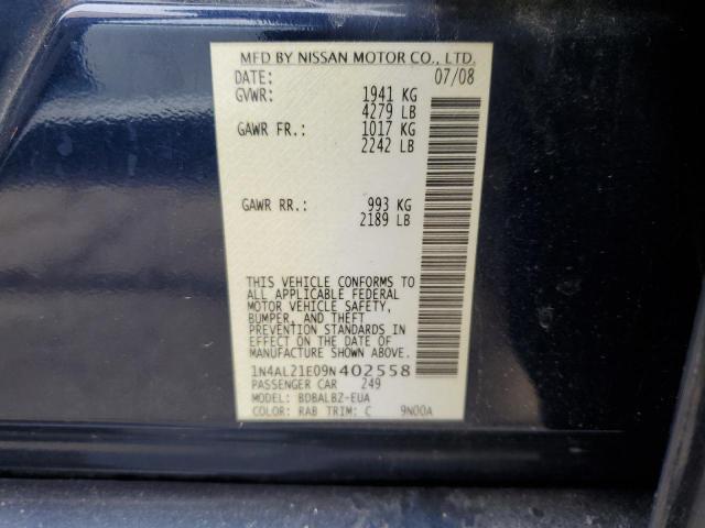 1N4AL21E09N402558 - 2009 NISSAN ALTIMA 2.5 BLUE photo 12