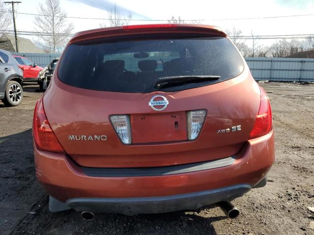 JN8AZ08W95W408959 - 2005 NISSAN MURANO SL ORANGE photo 6