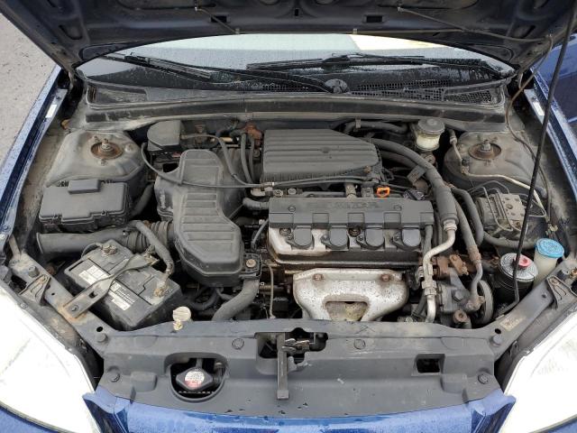 2HGES168X2H902173 - 2002 HONDA CIVIC LX BLUE photo 11