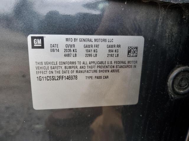 1G11C5SL2FF146978 - 2015 CHEVROLET MALIBU 1LT CHARCOAL photo 12