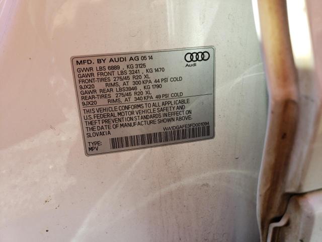 WA1DGAFE3FD001094 - 2015 AUDI Q7 PRESTIGE 白色 照片 13