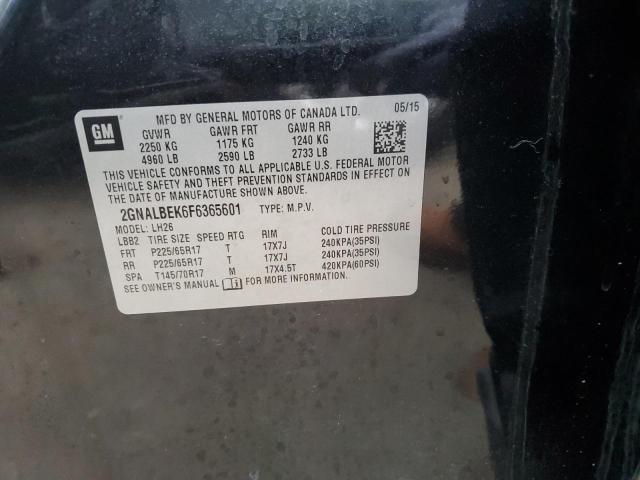 2GNALBEK6F6365601 - 2015 CHEVROLET EQUINOX LT BLACK photo 13