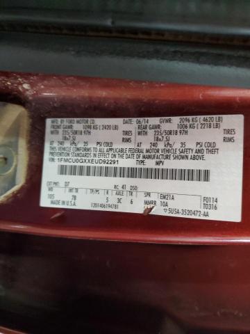 1FMCU0GXXEUD92291 - 2014 FORD ESCAPE SE RED photo 12