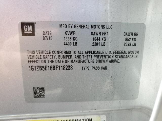 1G1ZB5E16BF118238 - 2011 CHEVROLET MALIBU LS SILVER photo 12