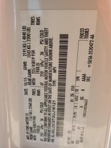 5LMCJ3C97GUJ16121 - 2016 LINCOLN MKC RESERVE თეთრი ფოტო 14