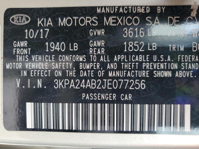 3KPA24AB2JE077256 - 2018 KIA RIO LX CREAM photo 12