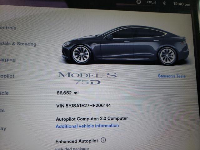 5YJSA1E27HF206144 - 2017 TESLA MODEL S Сұр фото 9