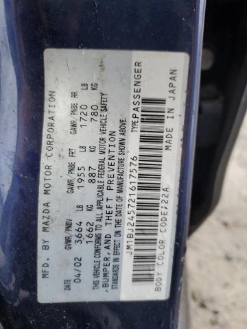 JM1BJ245721617576 - 2002 MAZDA PROTEGE PR5 蓝色 照片 13