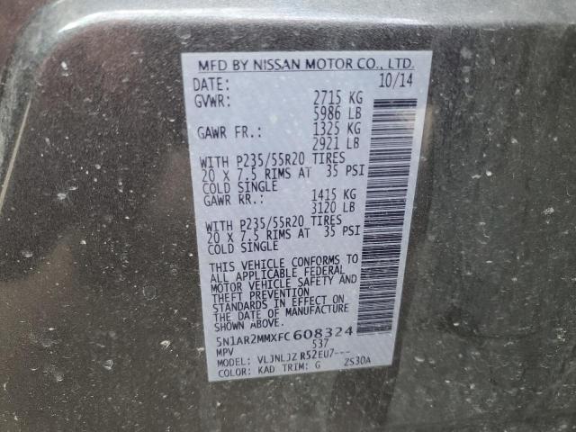 5N1AR2MMXFC608324 - 2015 NISSAN PATHFINDER S 灰色 照片 13