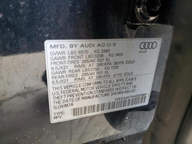 WA1VAAF74HD011997 - 2017 AUDI Q7 PRESTIGE BLUE photo 13