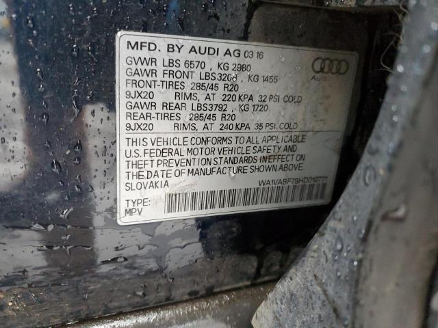 WA1VABF79HD010771 - 2017 AUDI Q7 PRESTIGE შავი ფოტო 12