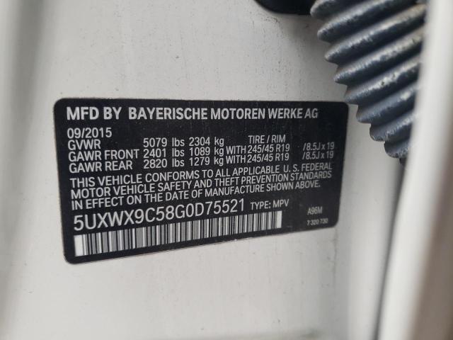 5UXWX9C58G0D75521 - 2016 BMW X3 XDRIVE28I WHITE photo 12