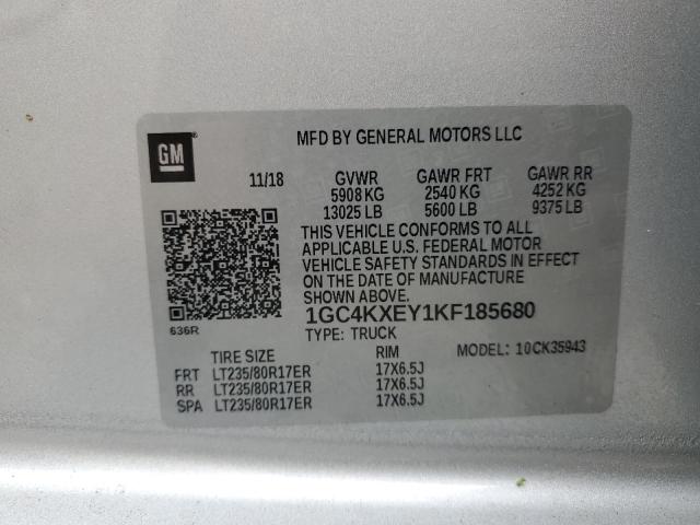 1GC4KXEY1KF185680 - 2019 CHEVROLET SILVERADO K3500 LTZ SILVER photo 13