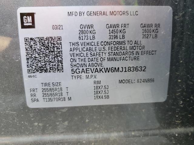 5GAEVAKW6MJ183632 - 2021 BUICK ENCLAVE ESSENCE 银色 照片 14