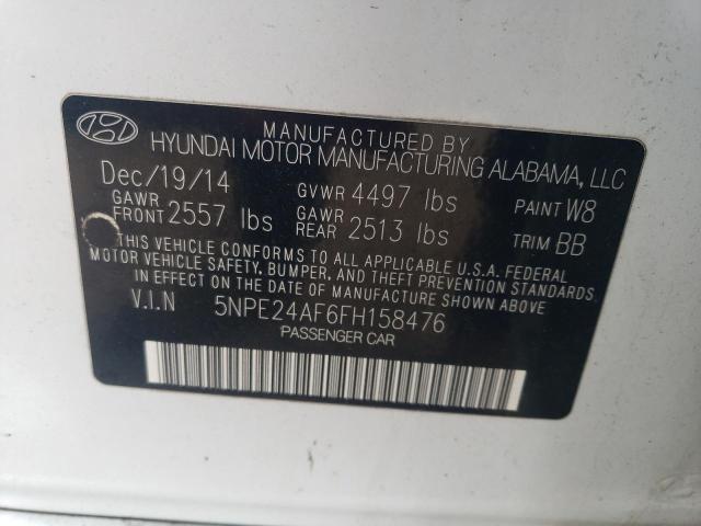 5NPE24AF6FH158476 - 2015 HYUNDAI SONATA SE WHITE photo 12