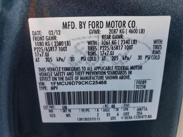 1FMCU9D79CKC25468 - 2012 FORD ESCAPE XLT BLUE photo 13