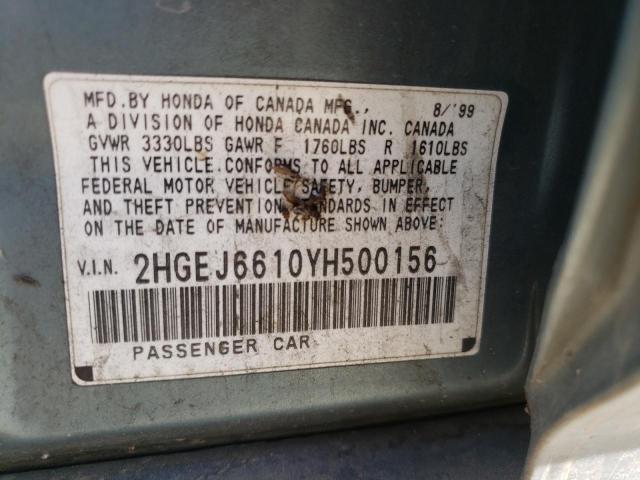 2HGEJ6610YH500156 - 2000 HONDA CIVIC BASE 灰色 照片 12