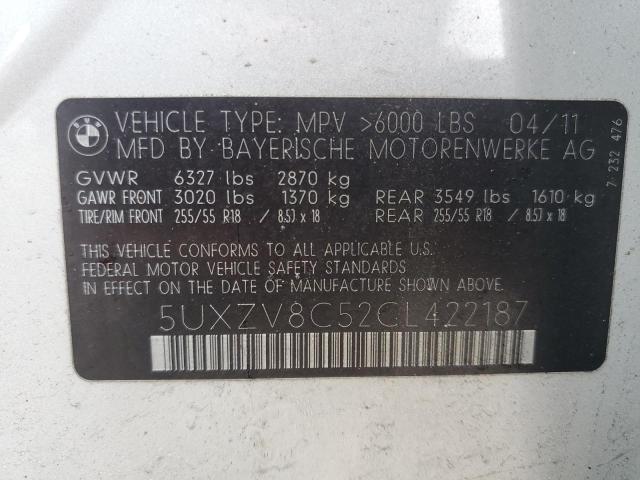 5UXZV8C52CL422187 - 2012 BMW X5 XDRIVE50I SILVER photo 13