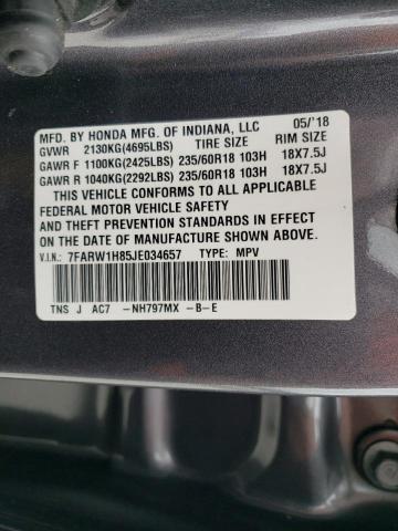 7FARW1H85JE034657 - 2018 HONDA CR-V EXL GRAY photo 14