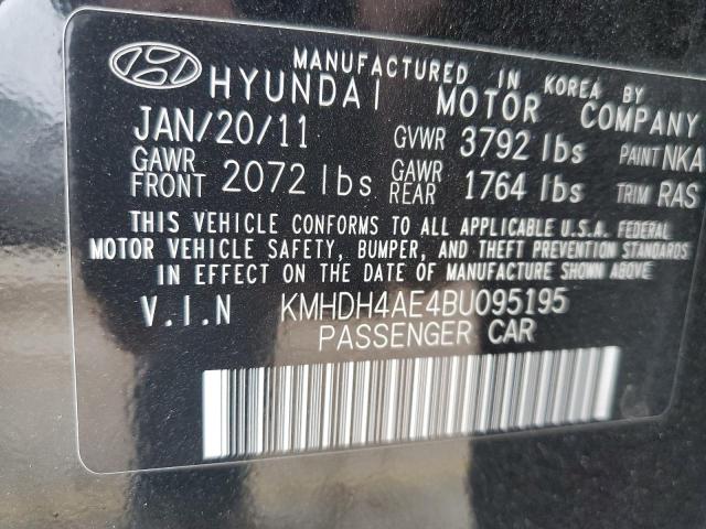 KMHDH4AE4BU095195 - 2011 HYUNDAI ELANTRA GLS BLACK photo 12