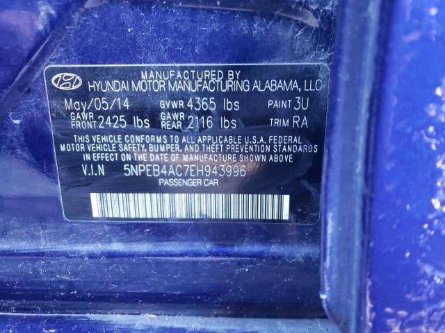 5NPEB4AC7EH943996 - 2014 HYUNDAI SONATA GLS BLUE photo 13