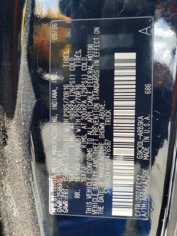 5TBRU34146S476587 - 2006 TOYOTA TUNDRA ACCESS CAB SR5 BLACK photo 12